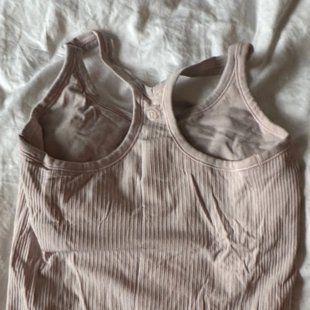 Women's Pink Ribbed Tank Top - Picture 3 of 4